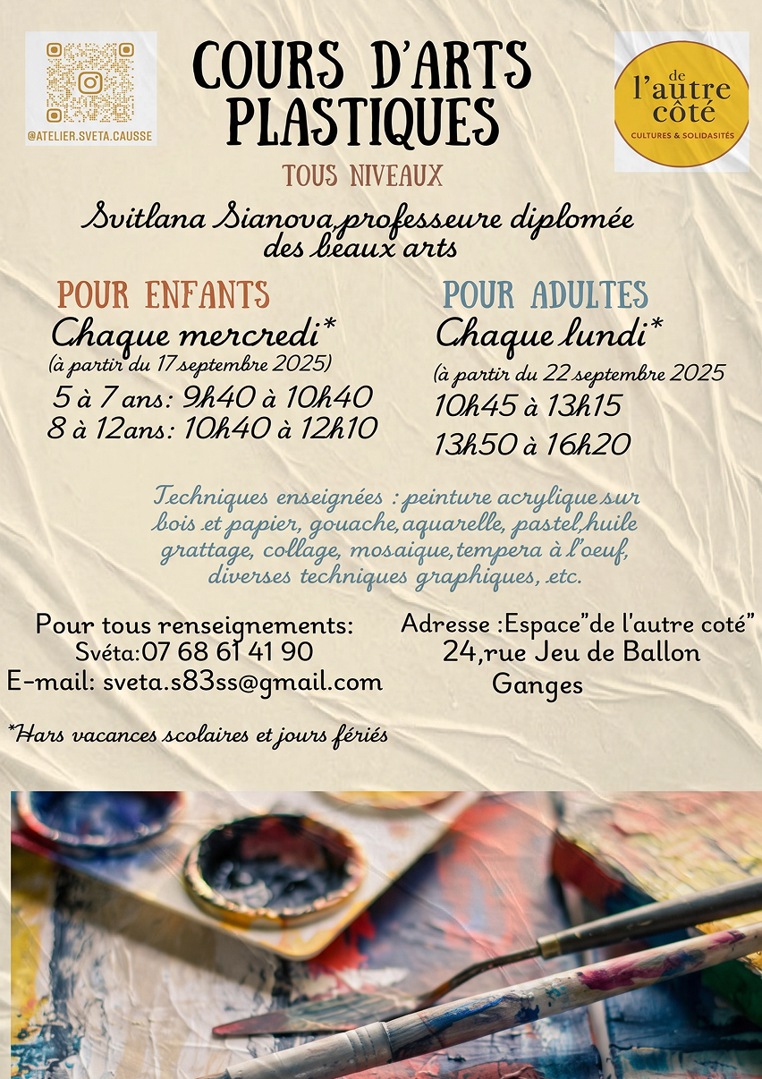 Affiche des cours d’arts plastiques